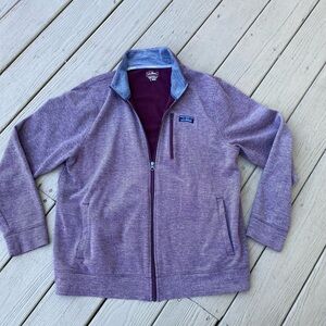 LL Bean Purple Full-Zip Sweater, Size: L